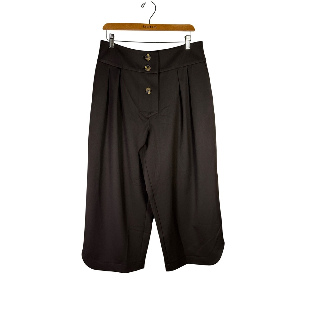 Julia Allert Black High Waisted Pleated Culotte Wide Leg Cropped Pants XL NEW